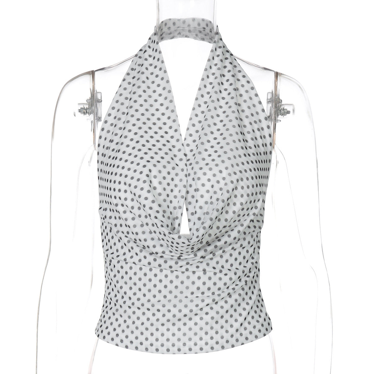 European And American Sexy Hot Girl Sleeveless Tight Halter Backless Polka Dot Vest