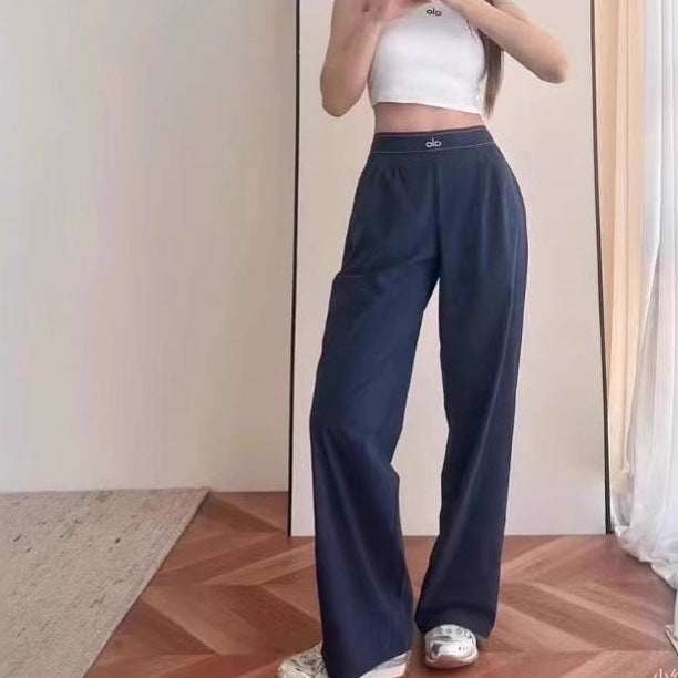 Casual Sporty Woven Wide-leg High-waisted Pants