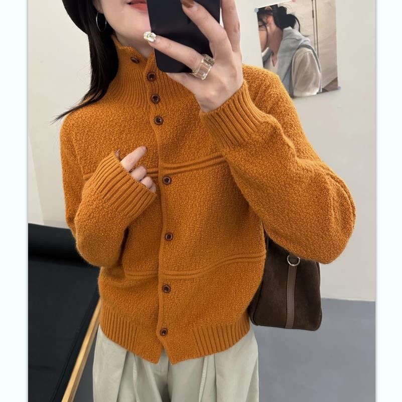 New Autumn Winter Merino Wool Knitted Sweater Coat