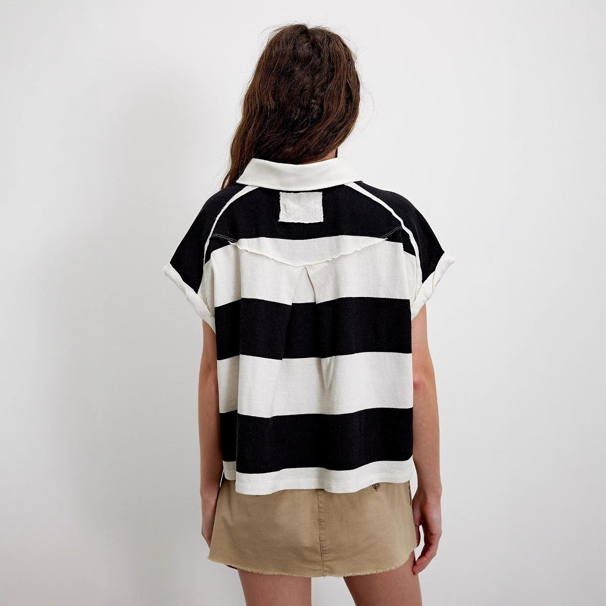 Womens Casual Striped Short-sleeve Loose T-shirt