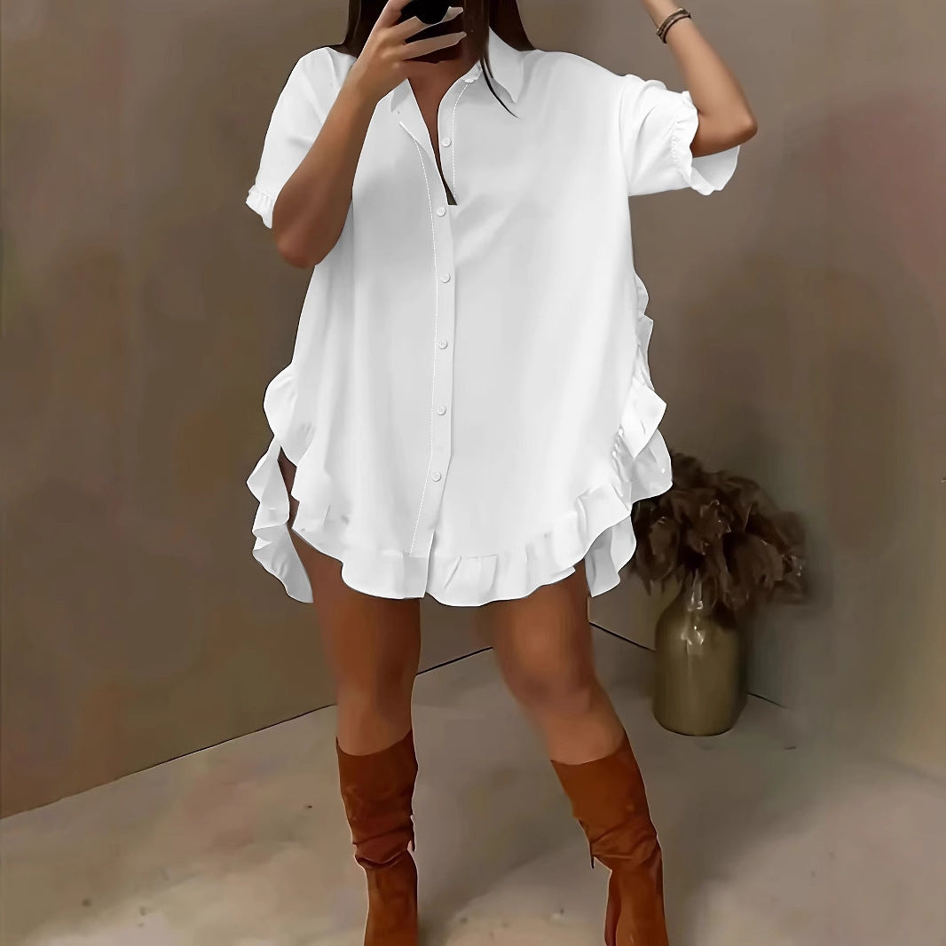 Spring And Summer Shirt Loose Solid Color Women's Clothing