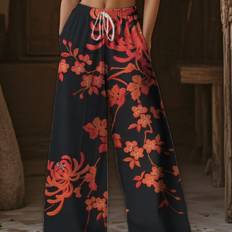 Casual Wide-leg Athletic Pants For Street Style In Europe And The US