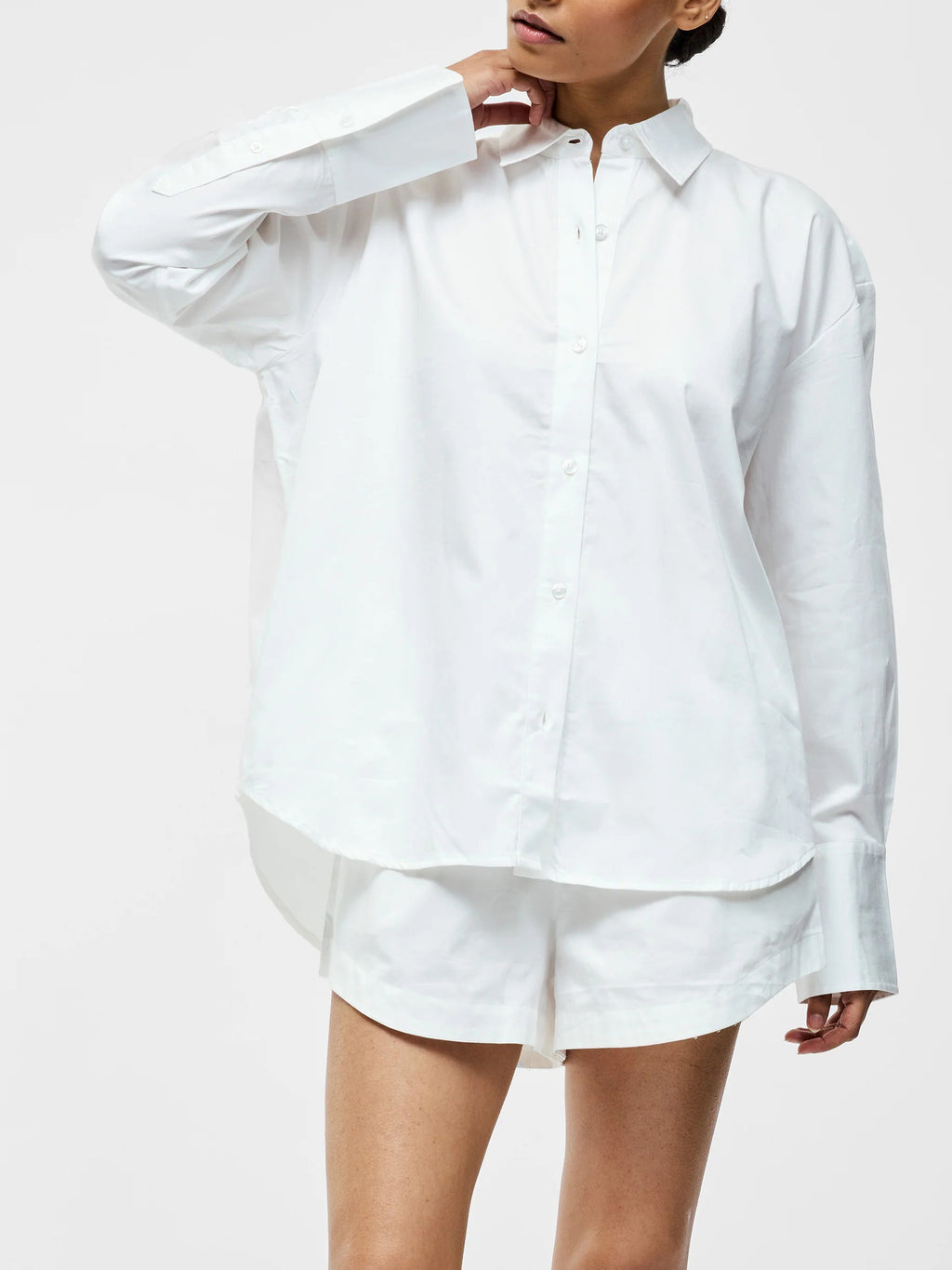 Leopard Print V-neck Top White Shirt Two-piece Set