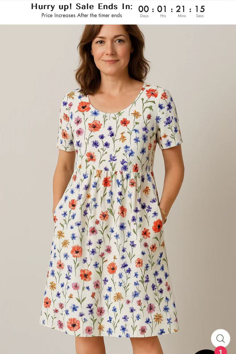 Round Neck Collar T-shirt Short Sleeve Stitching Pocket Skirt