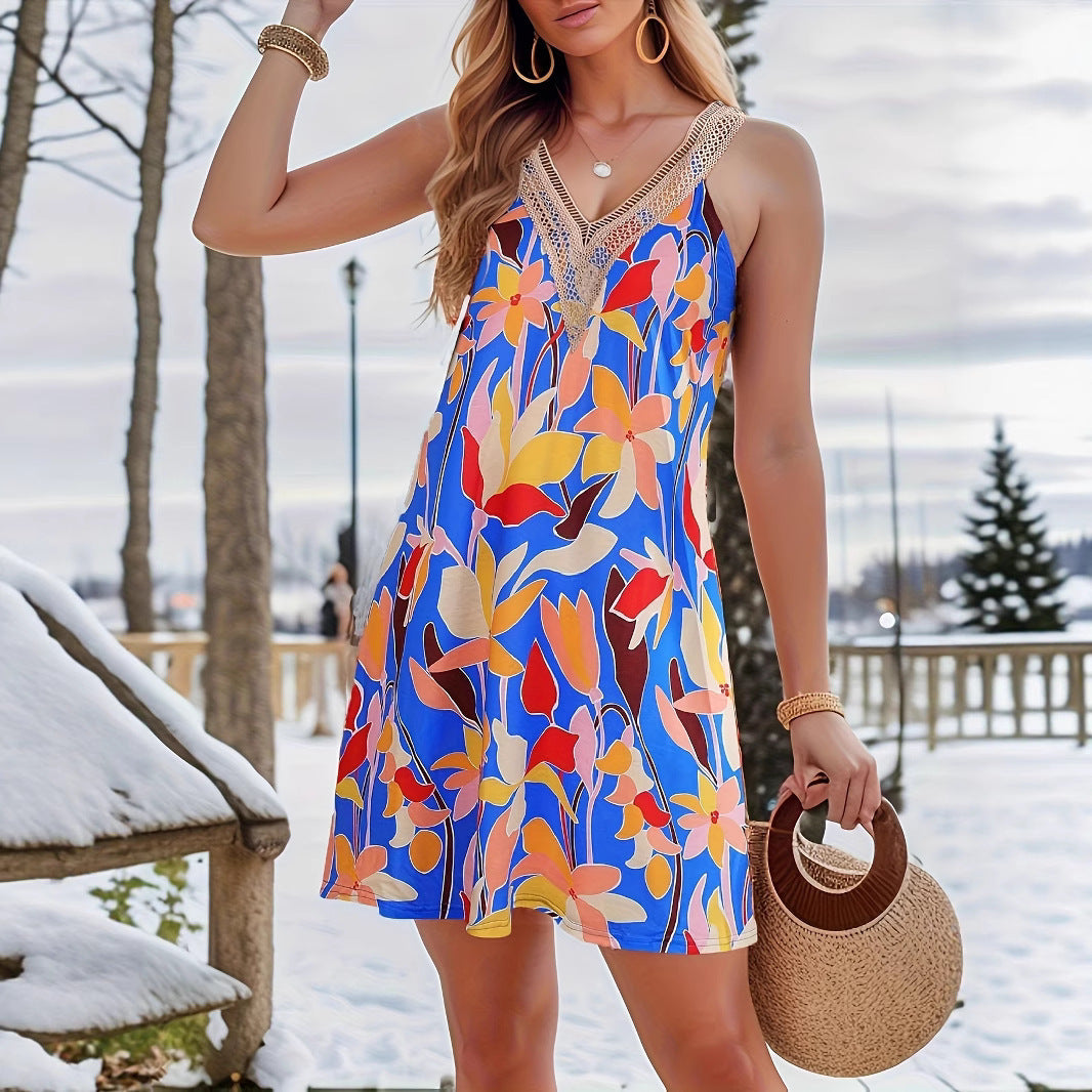 Women's Summer Beach Lace V-neck Tank Dress