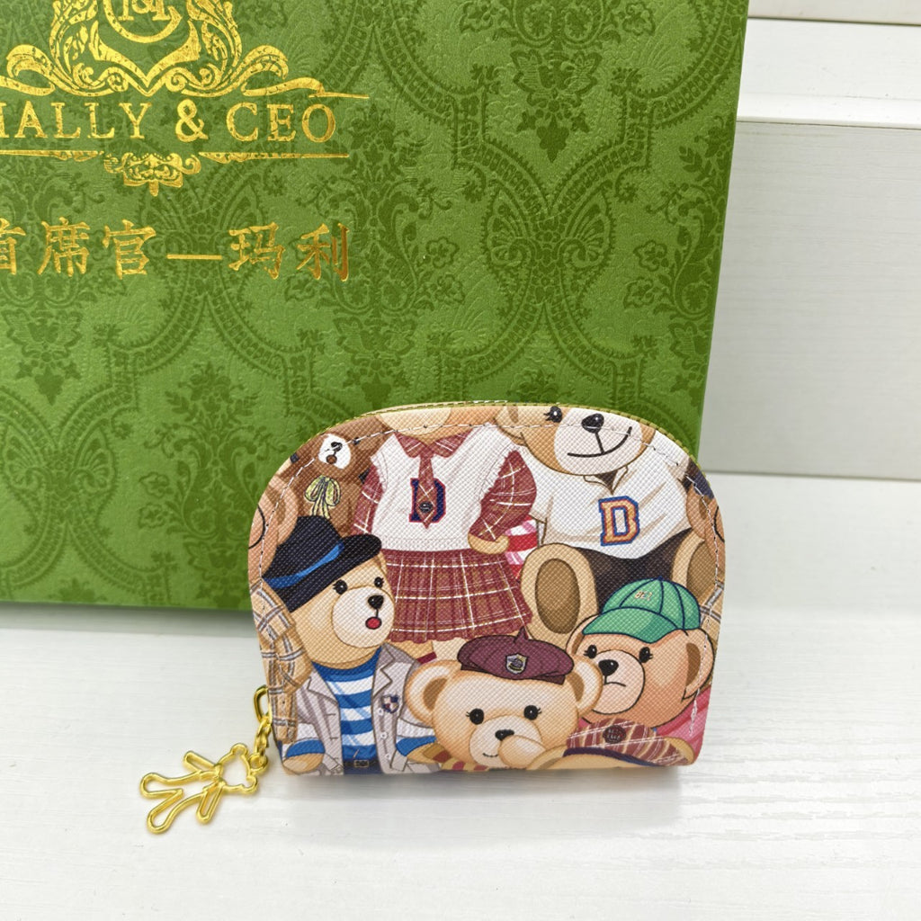 Cute Wild Card Holder Bear Pull Head Clutch Coin Purse