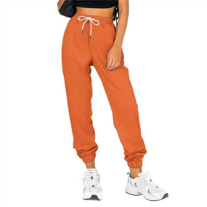 Women's Waist Belt Pocket High Waist Ankle-tied Solid Color Casual Pants