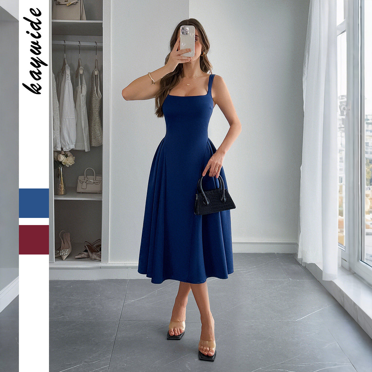 European And American Leisure Simple Camisole Line A Dress