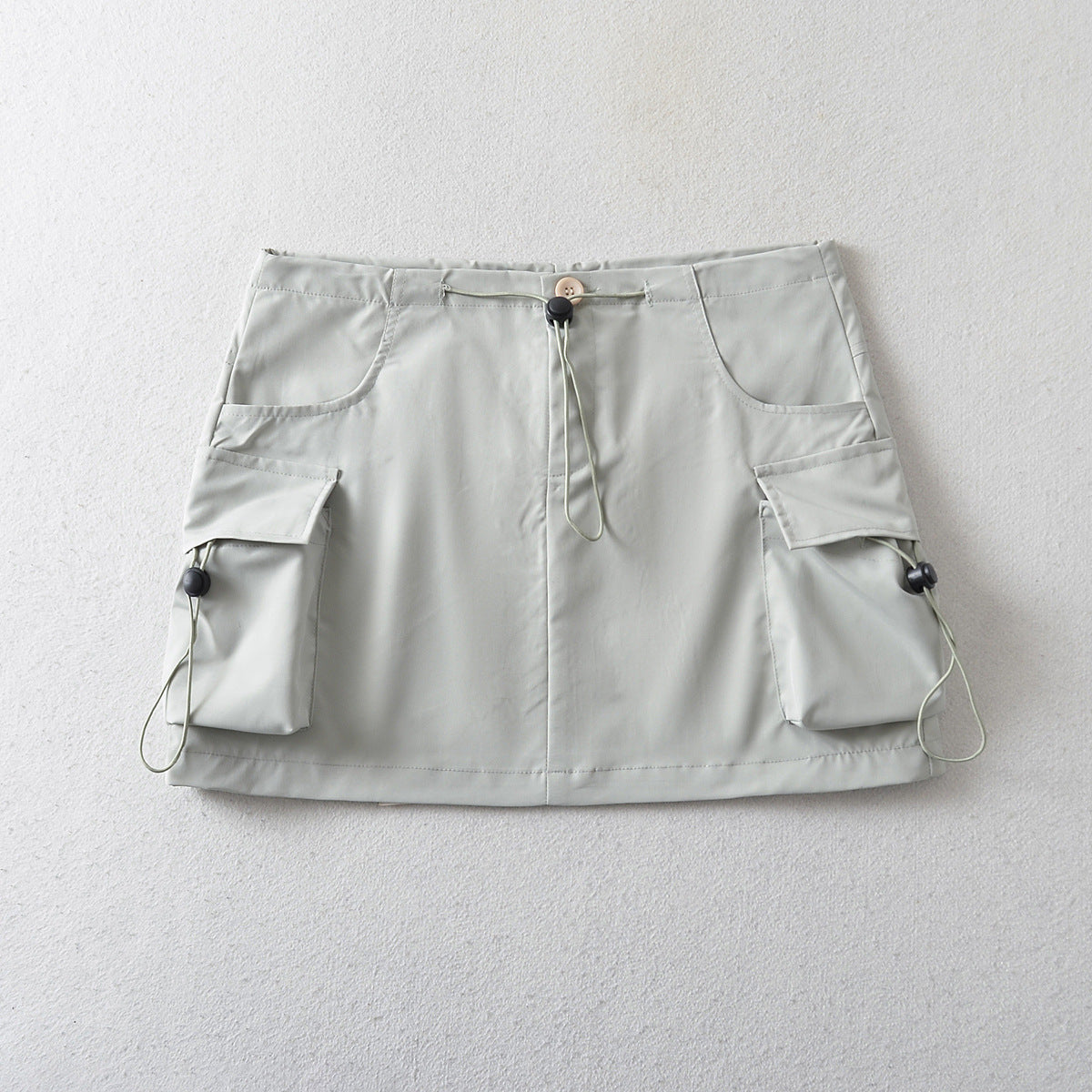 Low Waist Drawstring Elastic Side Workwear With Pocket Skirt