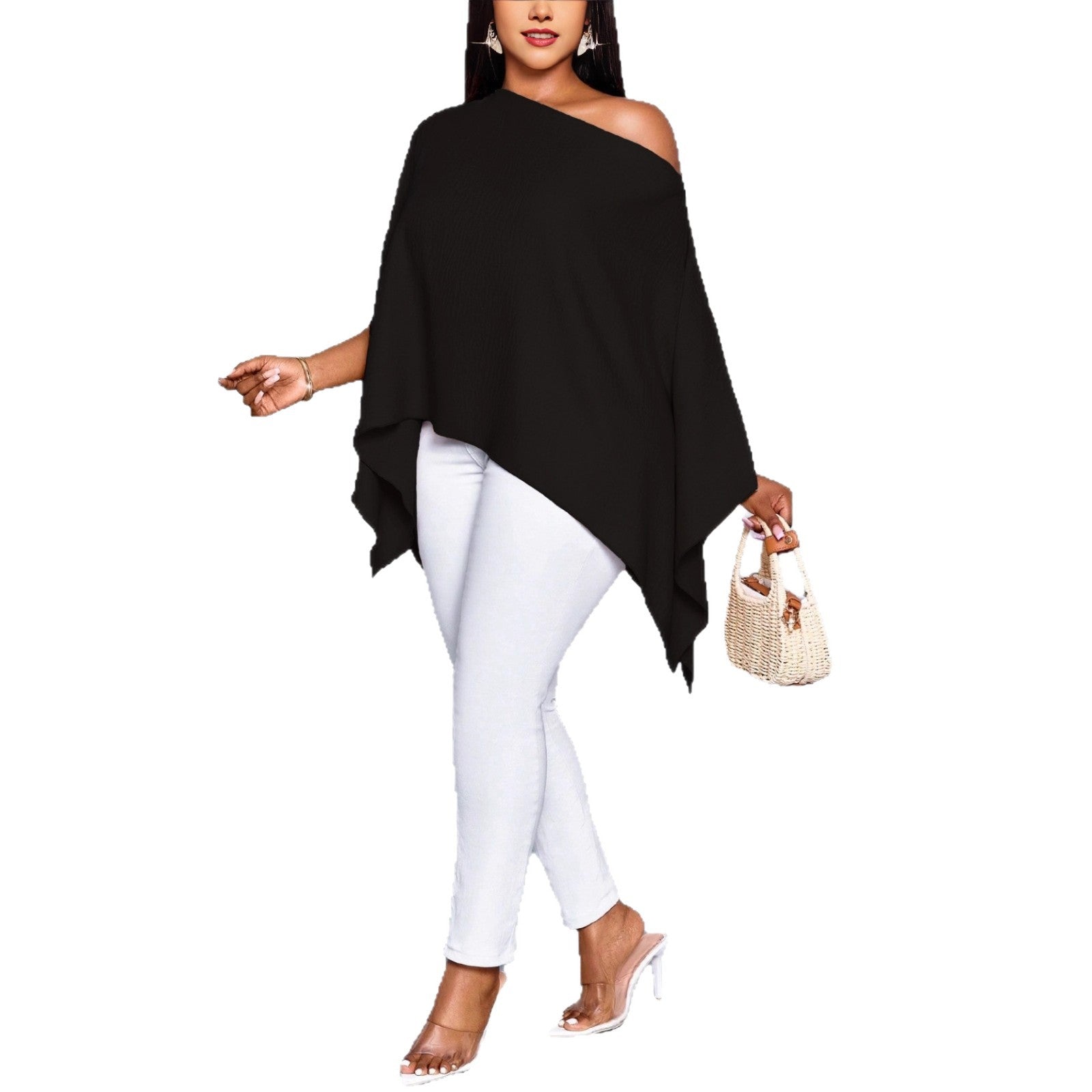 Womens European And American-style Loose-fitting Batwing-sleeve