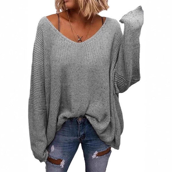 V-neck Loose-fitting Long-sleeve Sweater