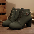 Womens Cross-Tie Chunky-Heel Ankle Boots