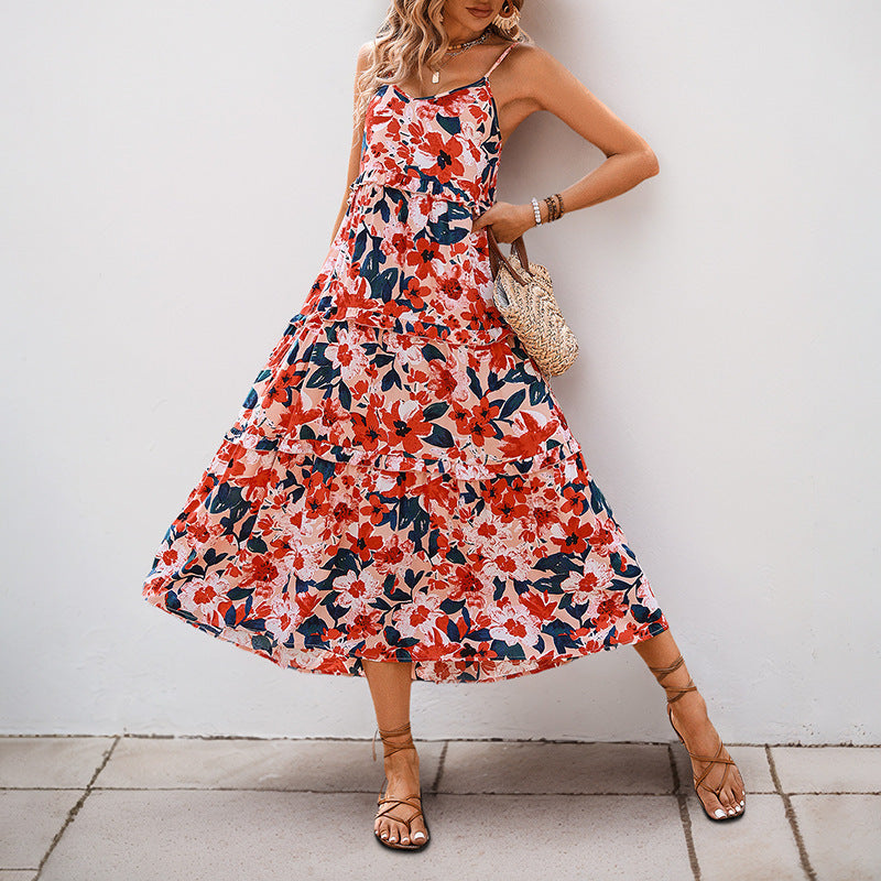 Holiday A Swing Spaghetti-strap Floral Print Dress