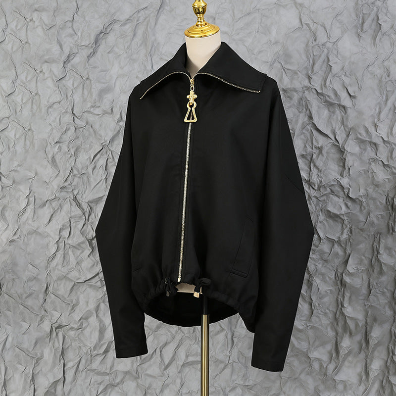 Heavy Embroidery Patchwork Loose Drawstring Silhouette Jacket