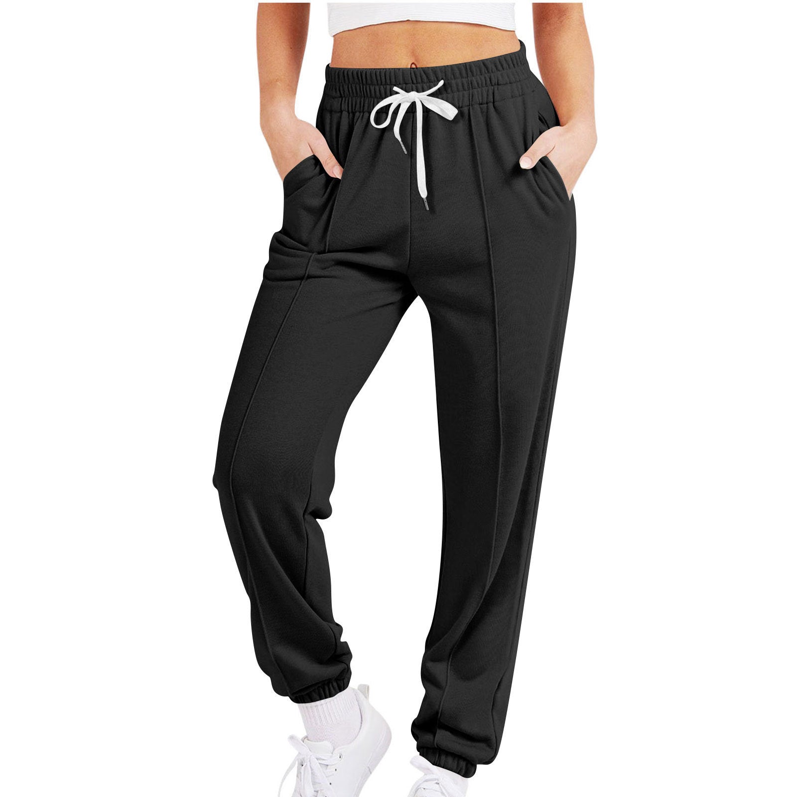 Women's Casual Drawstring Solid Color Sports Jogger Pants