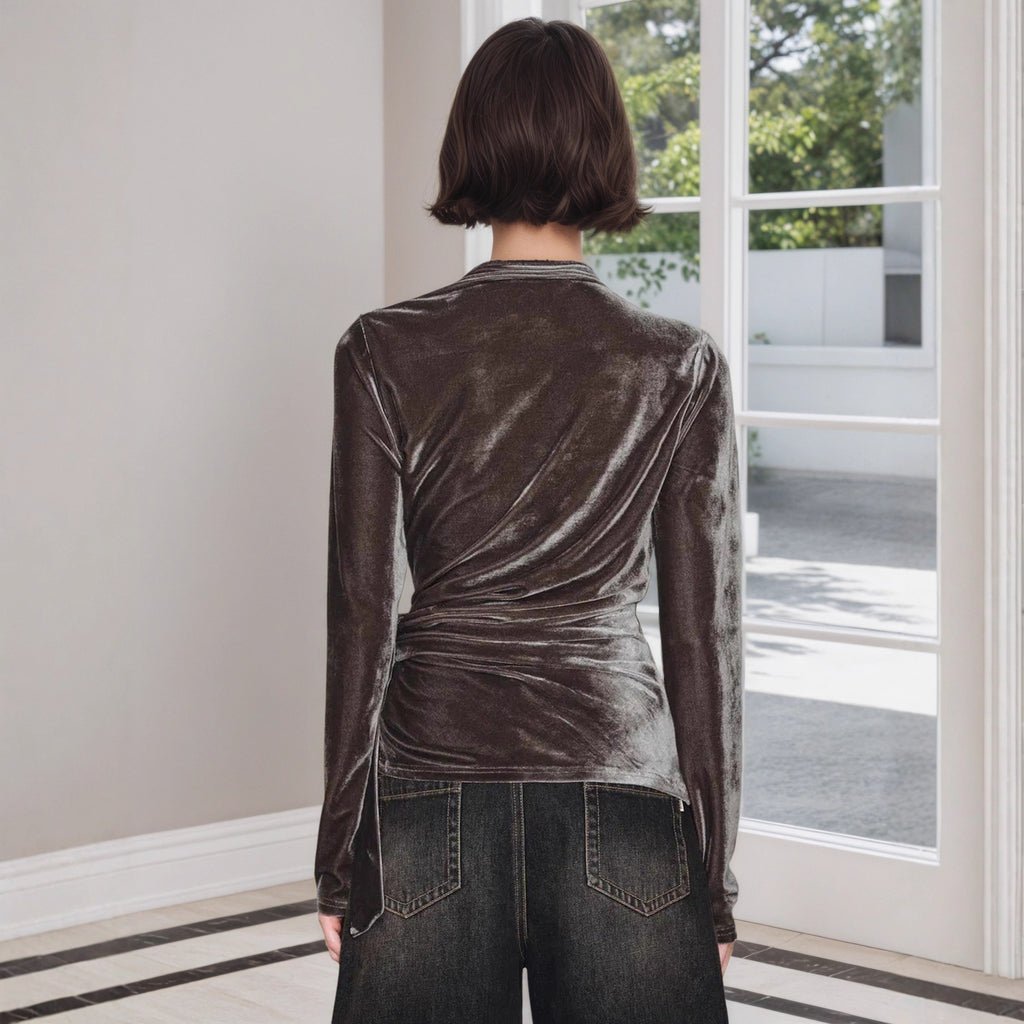 Half-open-collar Long-sleeve Base Shirt A Slim