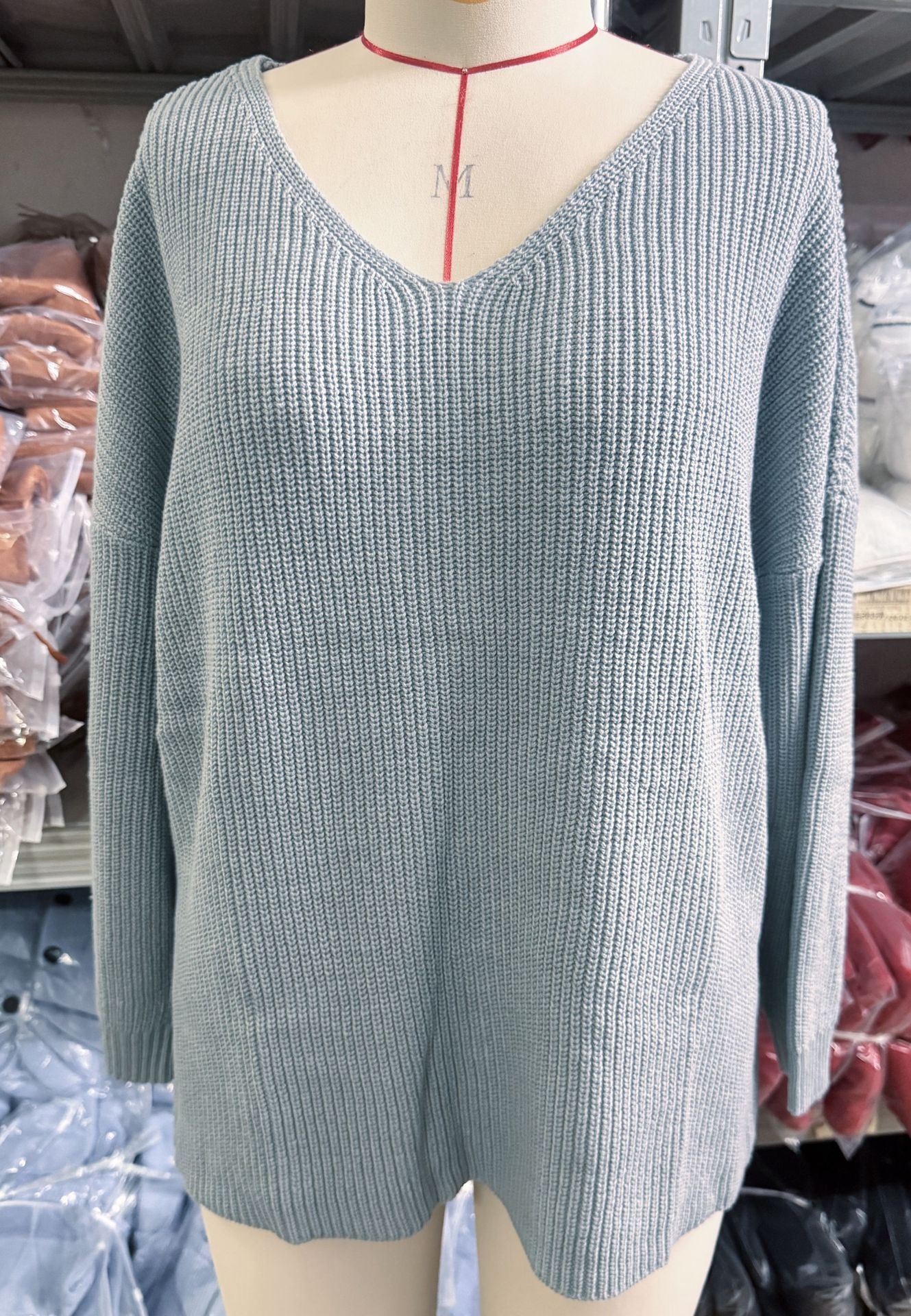 V-neck Loose-fitting Long-sleeve Sweater
