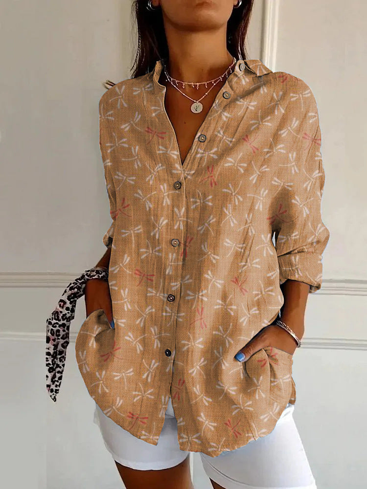 New Women's Long Sleeved Shirt For Summer Fashion, 3D Printed Shirt With Floral Pattern