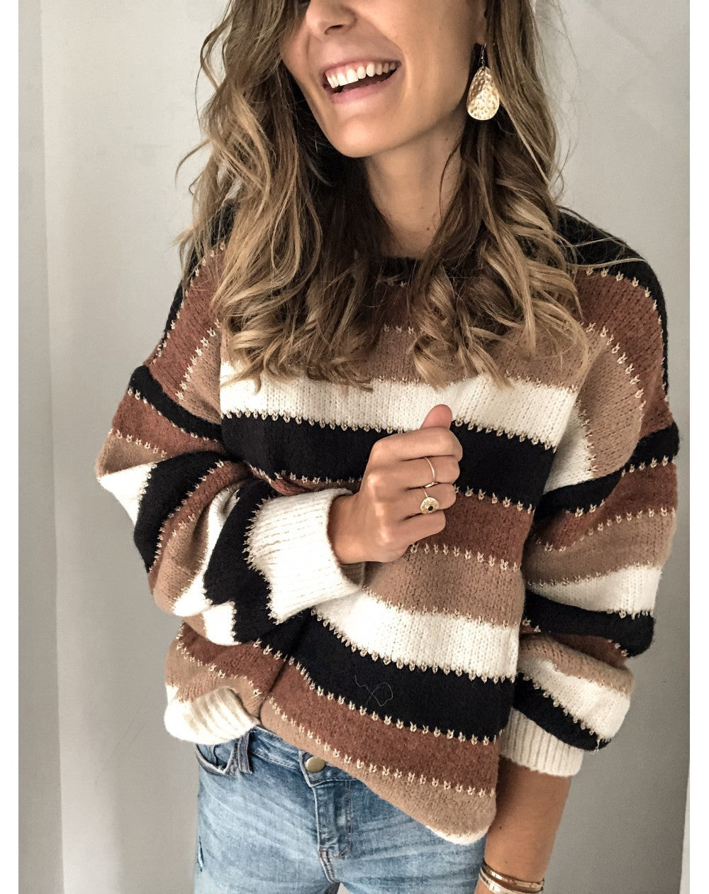 Stylish Patchwork Pullover Base Knit Sweater