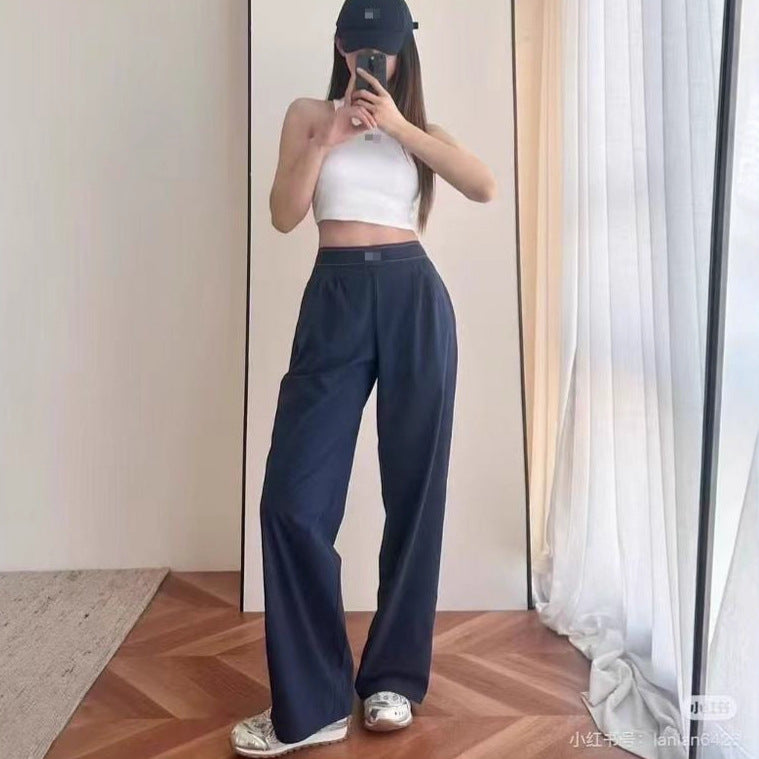 Casual Sporty Woven Wide-leg High-waisted Pants