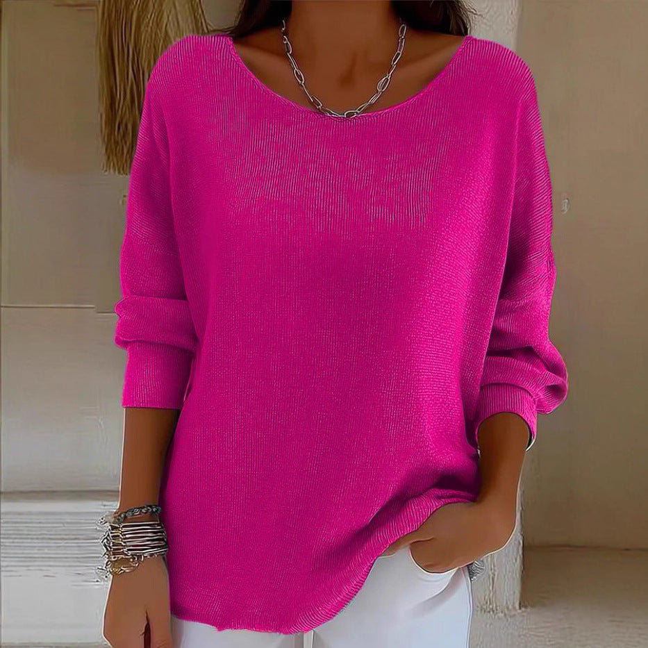 Crew-neck Long-sleeve Pullover Top