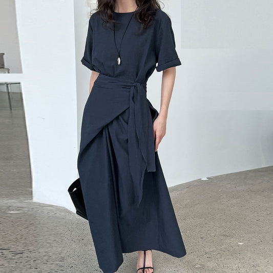 Special-interest Design Cross Strap Short Sleeve Dress