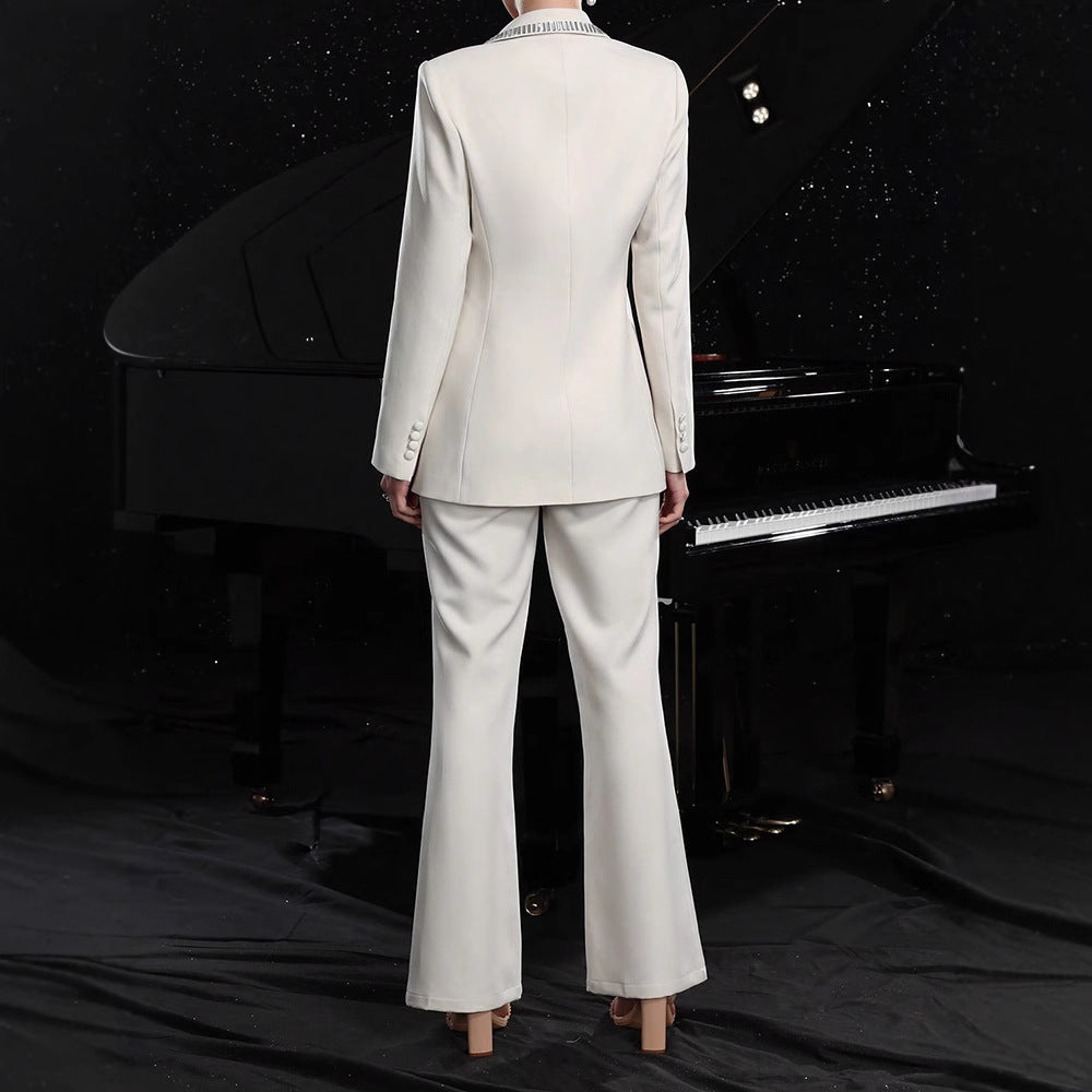 Elegant Hollow-Out Suit Jacket And Pants Set
