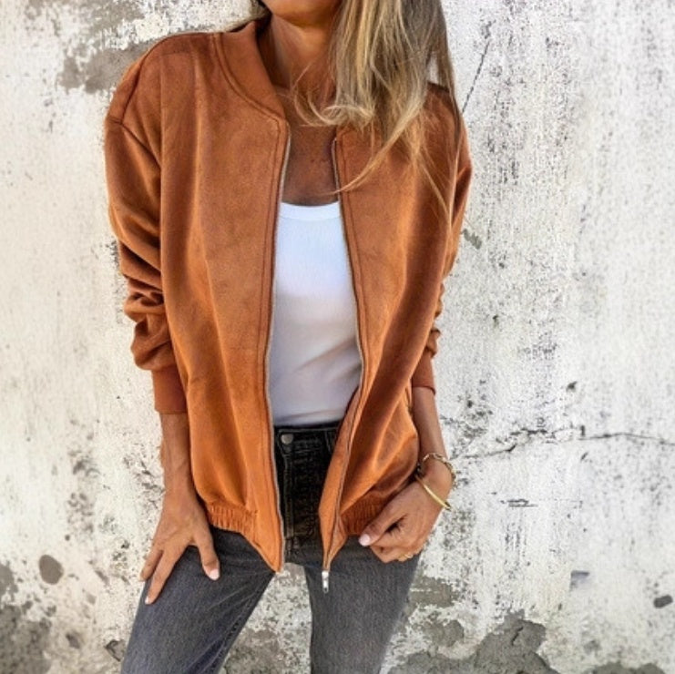 Zippered Wool Jacket With Long Sleeves