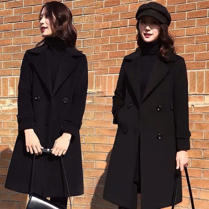 Trendy Black Chanel-style Wool Coat