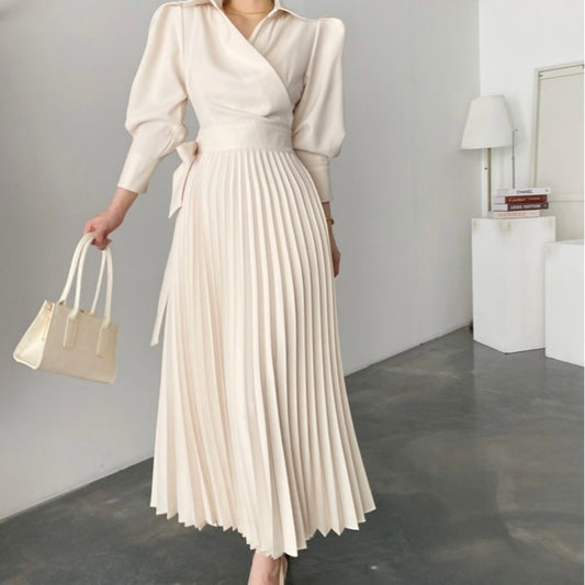 Women's Casual Solid Color Commute Pleated Dress