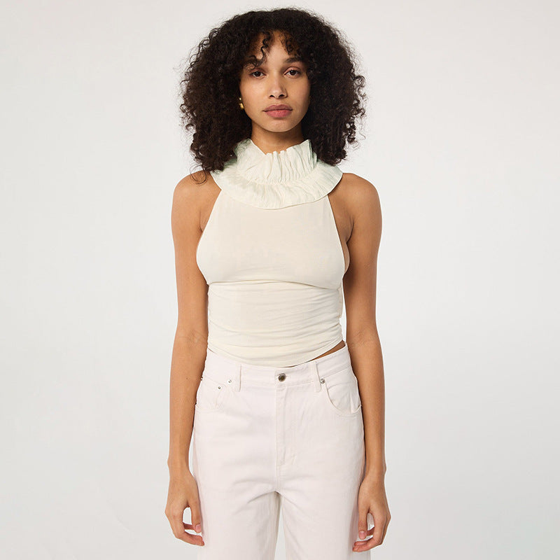 European And American Halter Sleeveless Backless Sexy Slim Top For Women