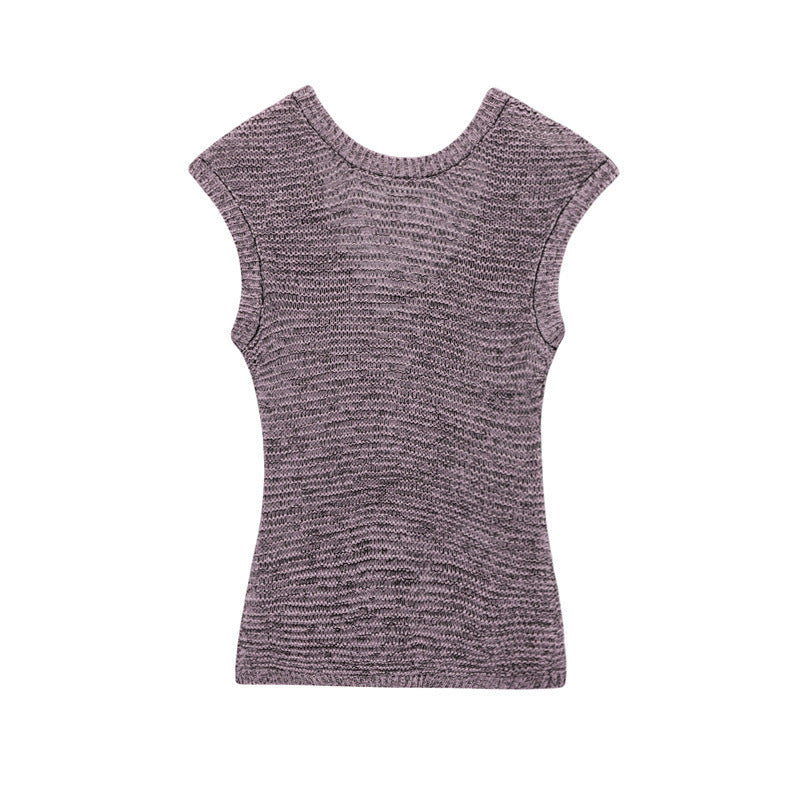 Round Neck Solid Color Women's Design Niche Temperament Sweater
