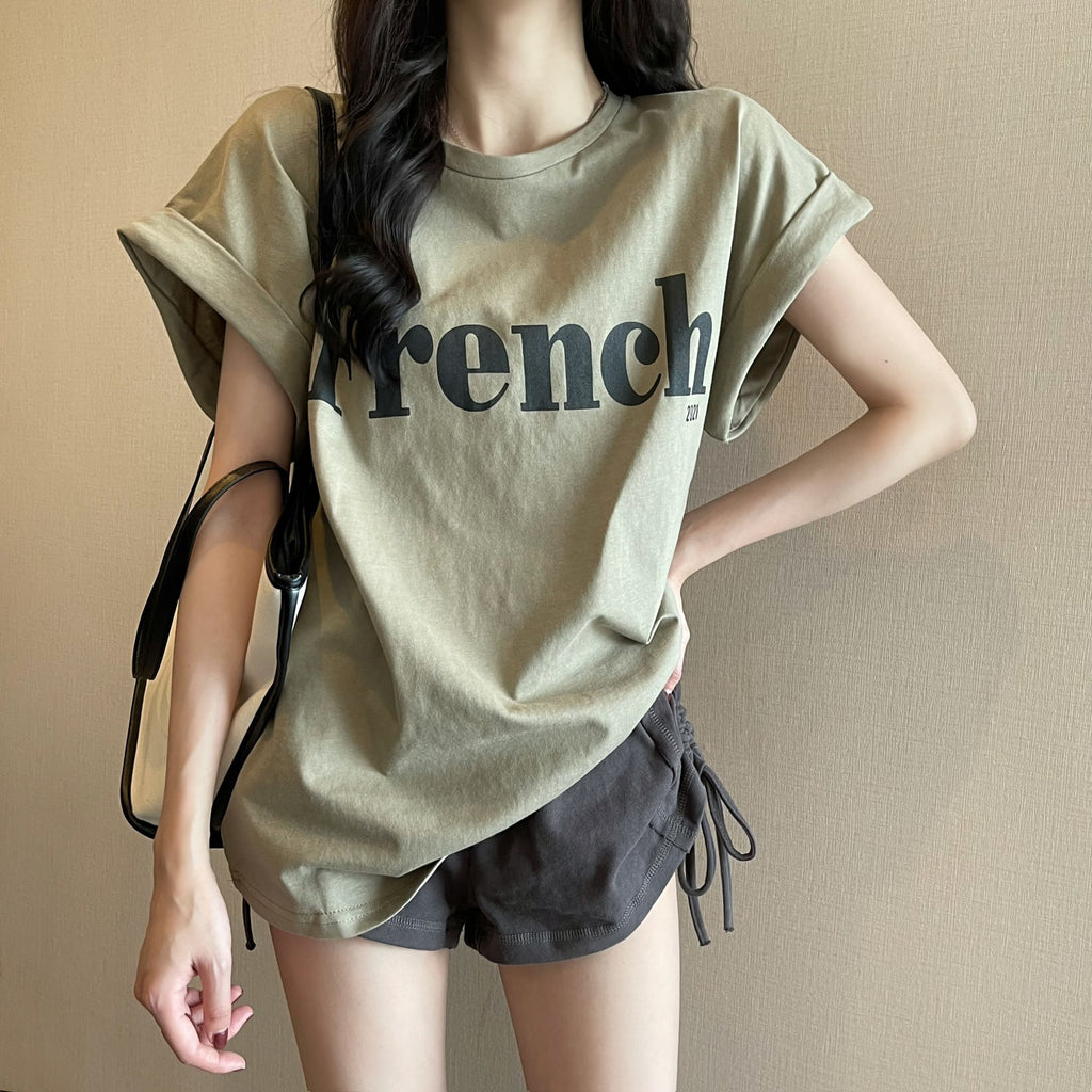 Off-shoulder Short-sleeved T-shirt Loose Women's Summer Top