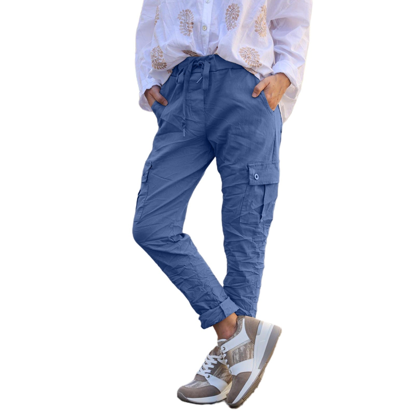 Women's Multi-pocket Elastic Waist Overalls