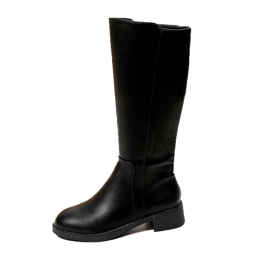 Womens Side-Zip Flat-Heel Knight Tall Boots