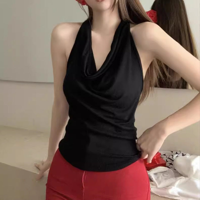 Spicy Girl-fit Sexy Boatneck Halterneck Sleeveless Top