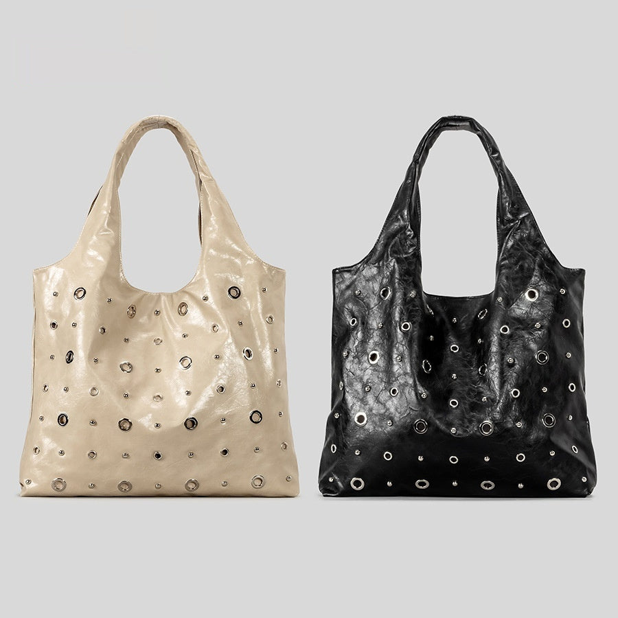 Niche-design High-capacity Tote Bag With Studs