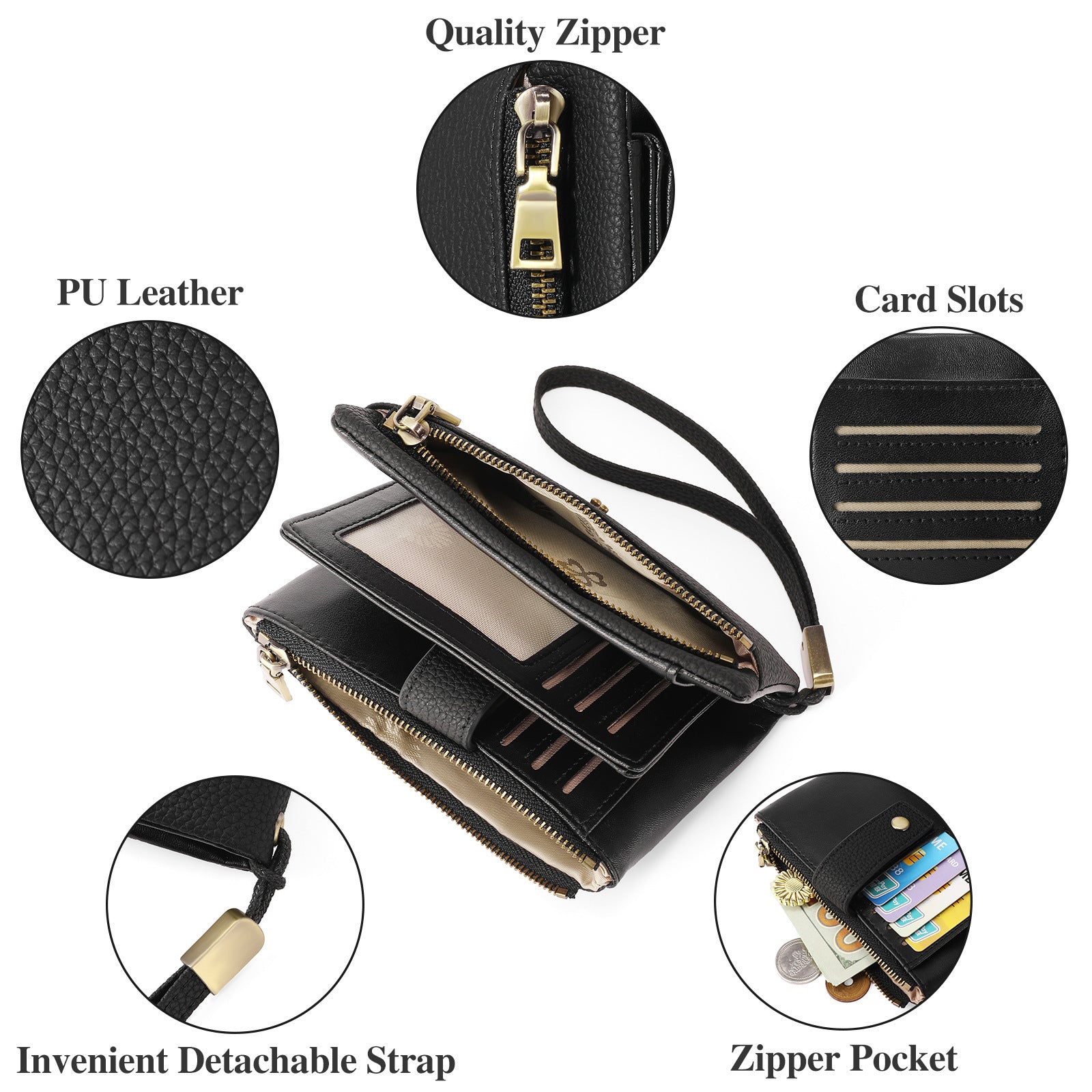 Women's Wallet Zipper Bag Clutch Anti-theft Card Swiping Bag Coin Purse