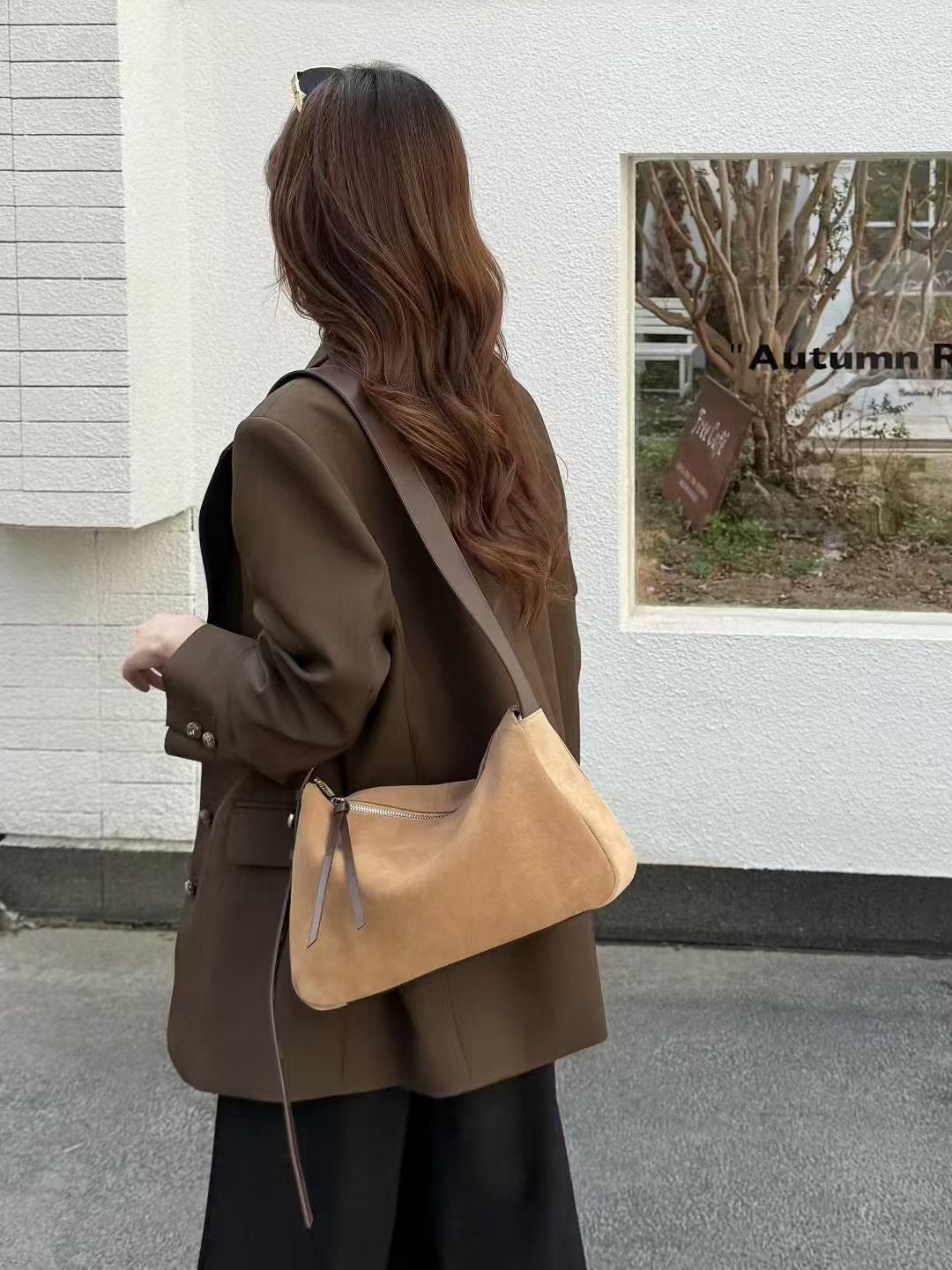 Genuine Leather Pillow Bag Frosted Cowhide Shoulder Bag