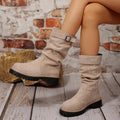 Womens Retro Mid-Calf Riding Boots