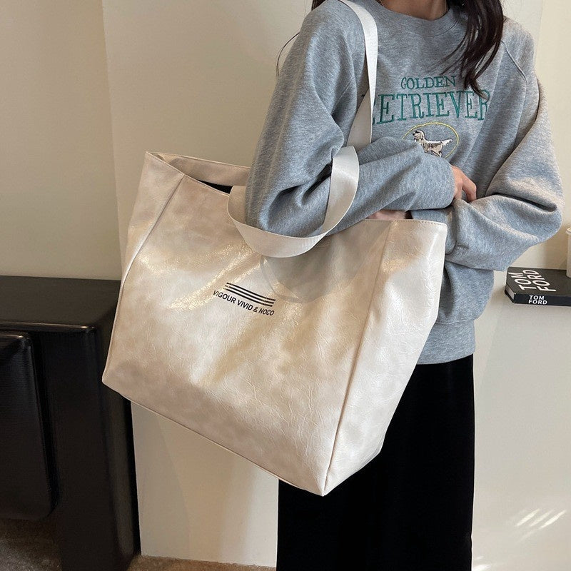 Sleek High Capacity Womens Leather Shoulder Bag