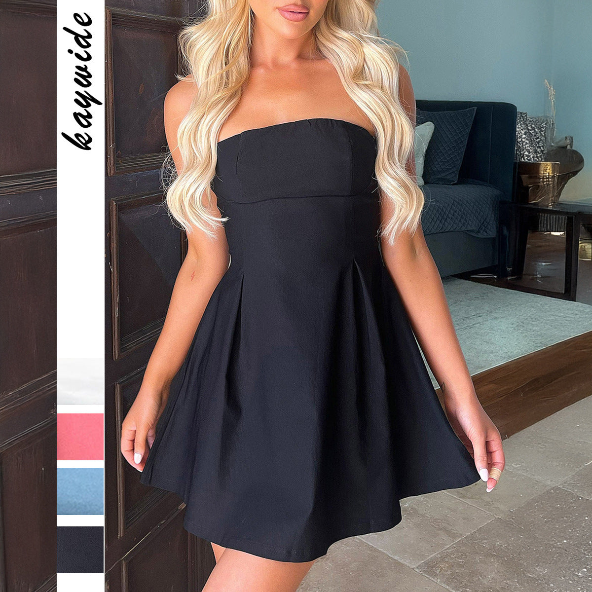 Girly Socialite Style Waist-tight Tube Top Short Skirt Dinner Dress