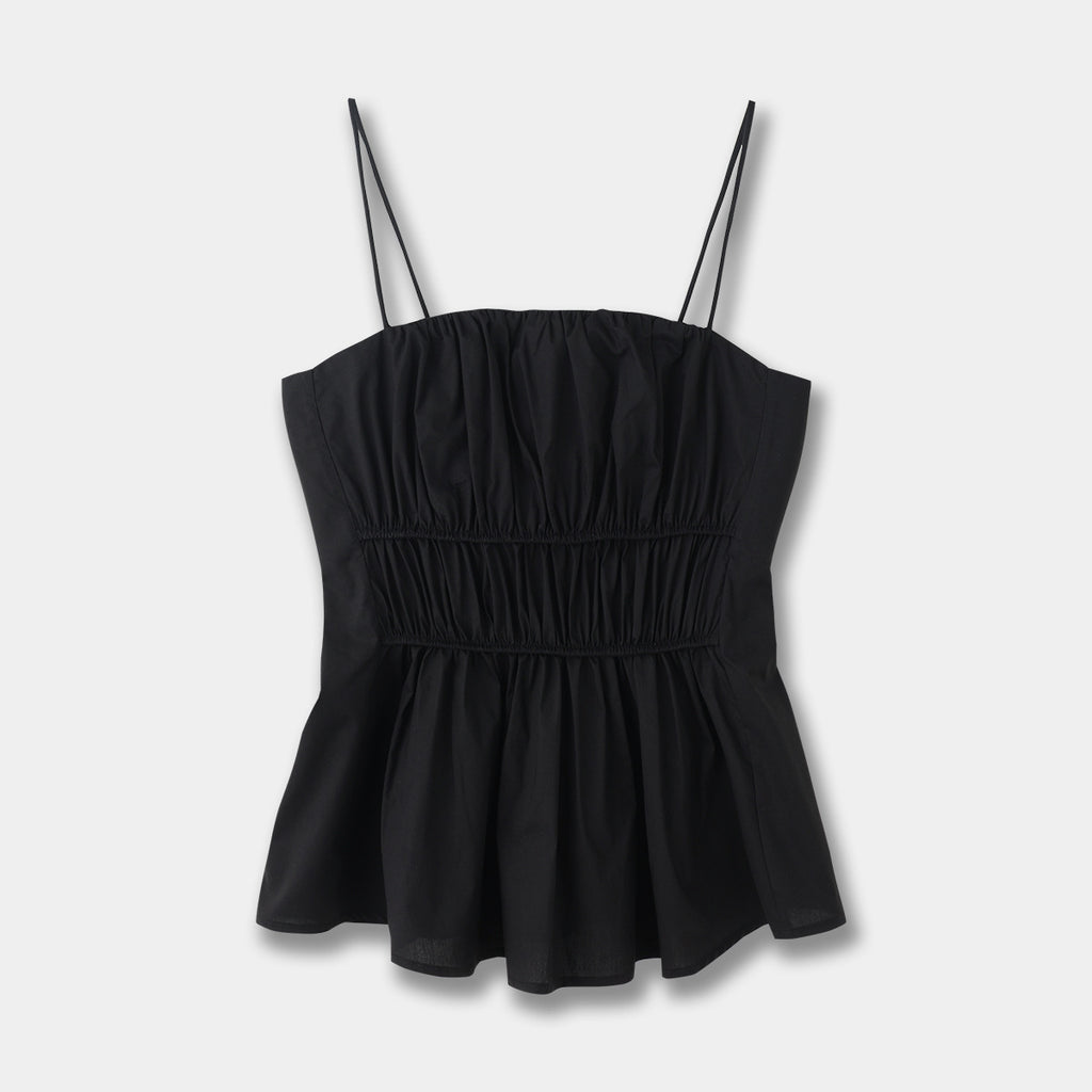 Standard Edition Pleated Camisole Top Brown Easy Matching Waisted Vest