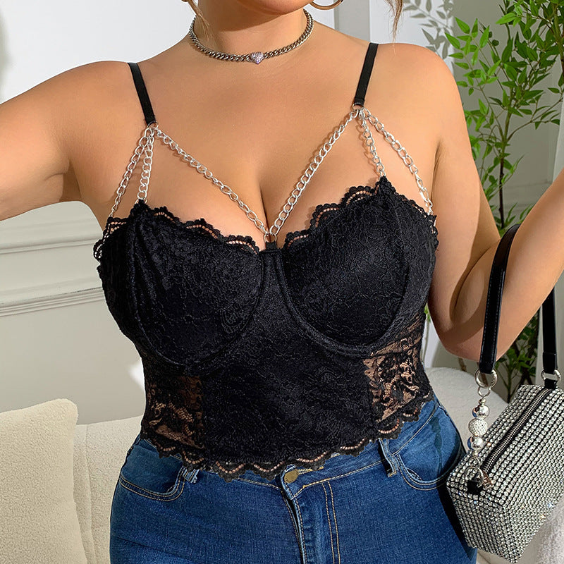 Steel Ring Chain European And American Short Sexy Sling Vest