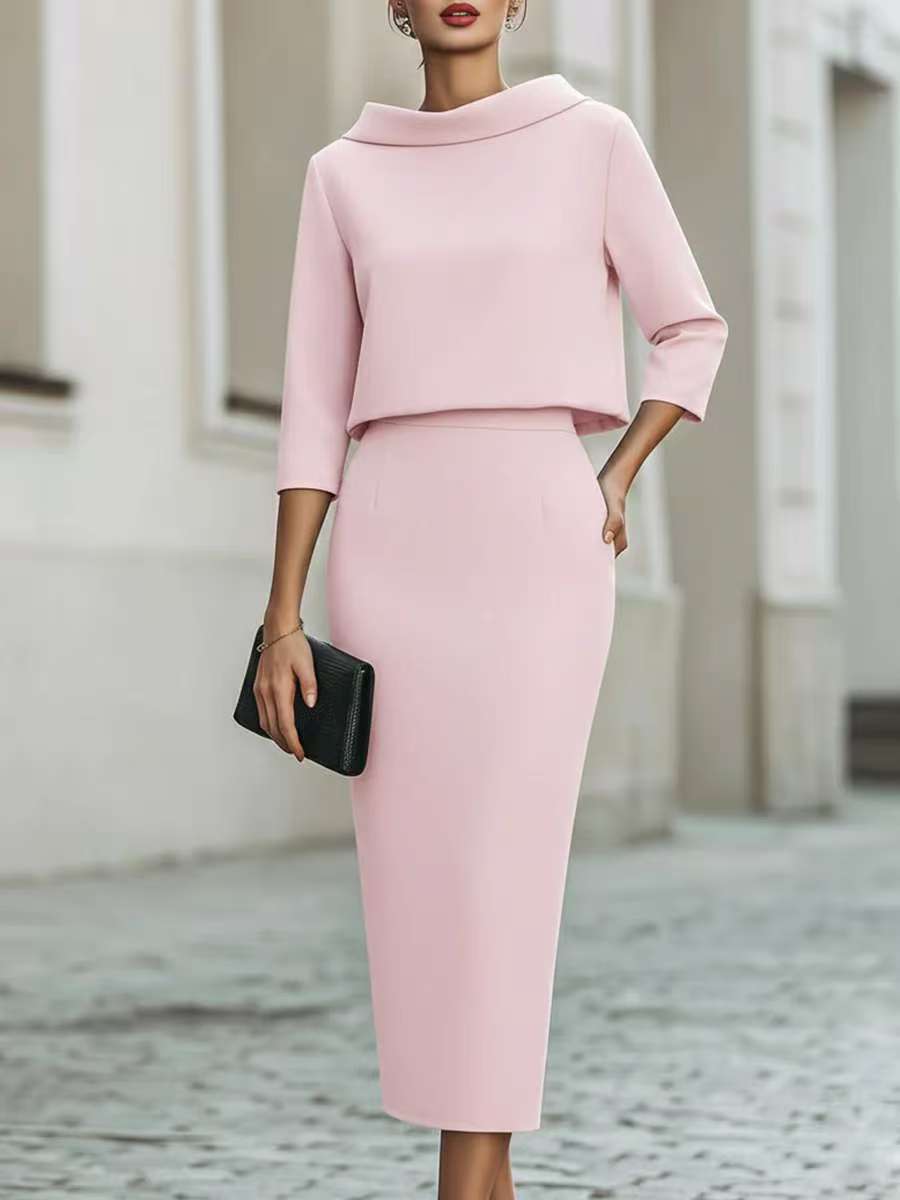 Stylish Urban Commuter Two-piece Set Featuring A Bodycon Skirt And Top