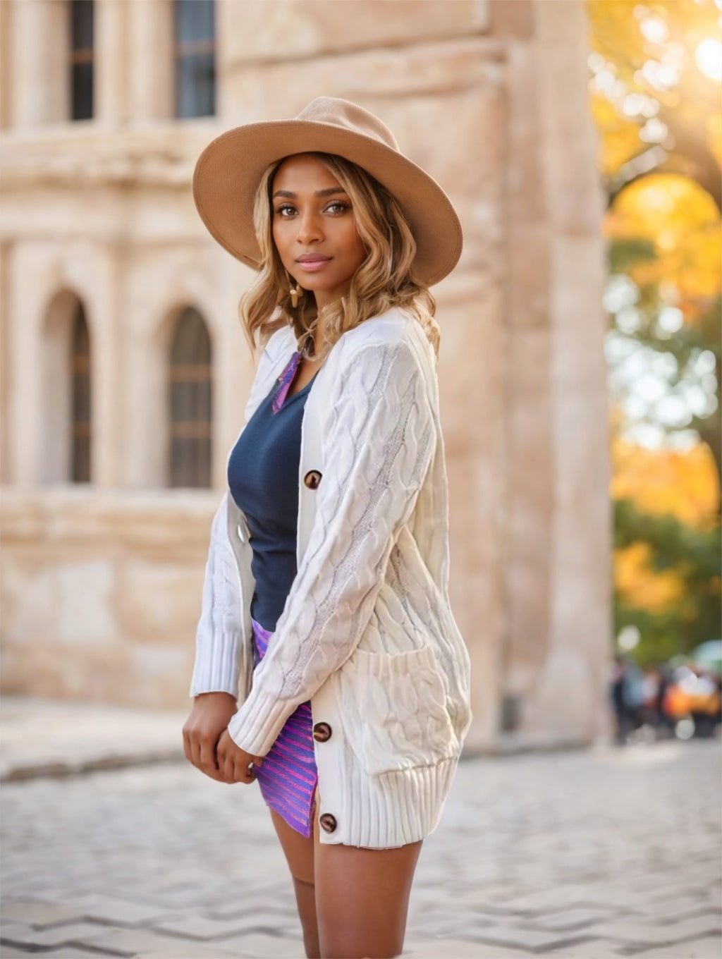 Women'S Vintage-Inspired Loose-Fit Cardigan With Double Buttons
