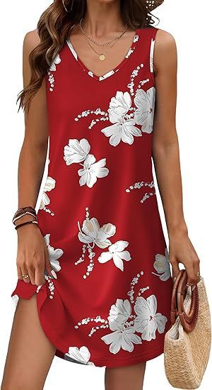 Loose Casual V-neck Flower Holiday Dress