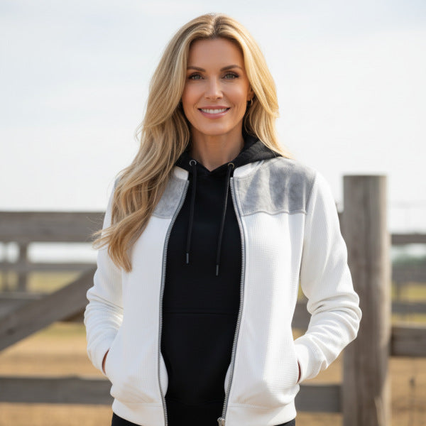 Casual Color-Block Zip-Up Long-Sleeve Sports Top