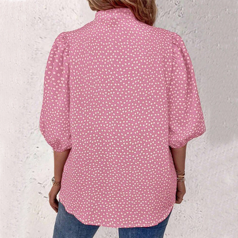 Half Sleeve Shirt Cardigan With Dots Shirt Loose