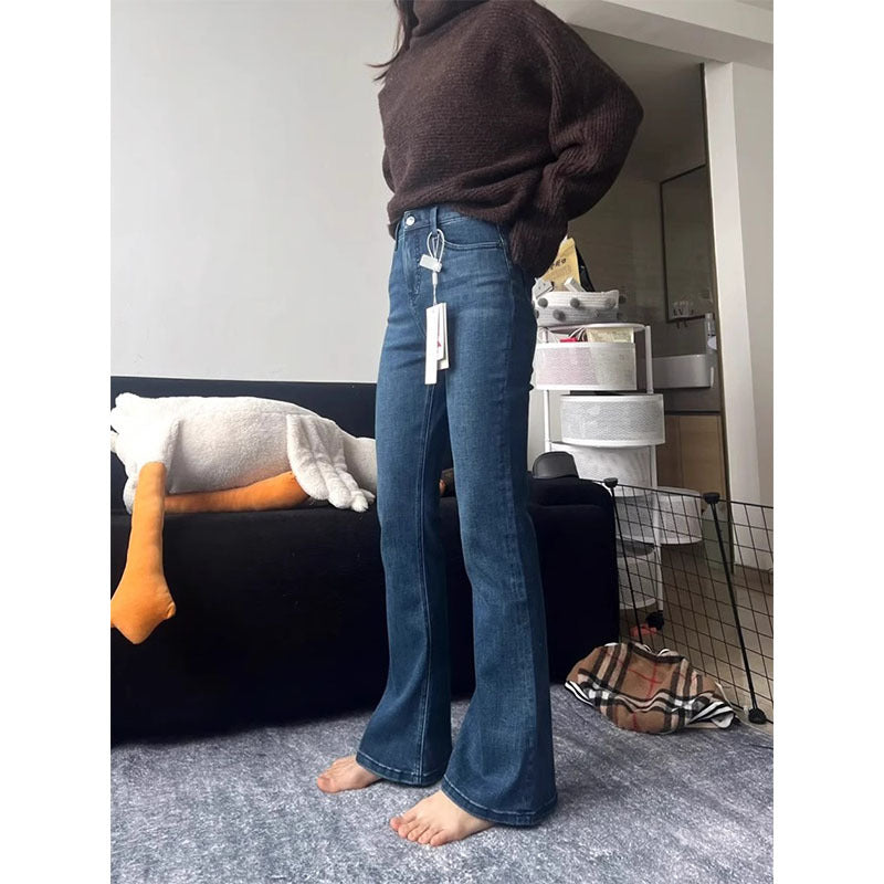 Dark Blue Flared Jeans For Women